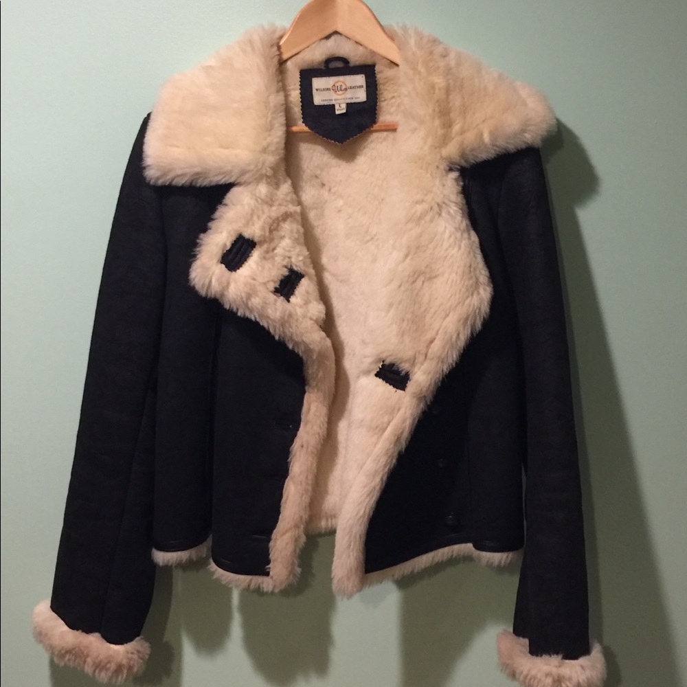 Leather coat lined with fur